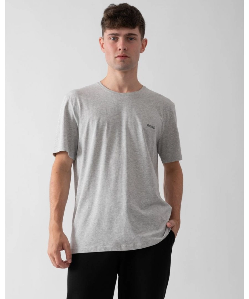 Hugo Boss Mix&Match Mens Stretch-Cotton Loungewear T-Shirt with Embroidered Logo - Grey - Size X-Large